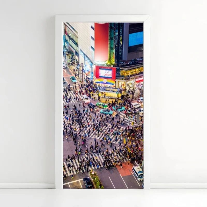 Türaufkleber Shibuya nächtliche kreuzung