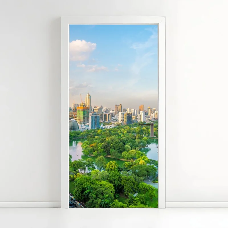 Türaufkleber Bangkok skyline über dem Lumpini Park