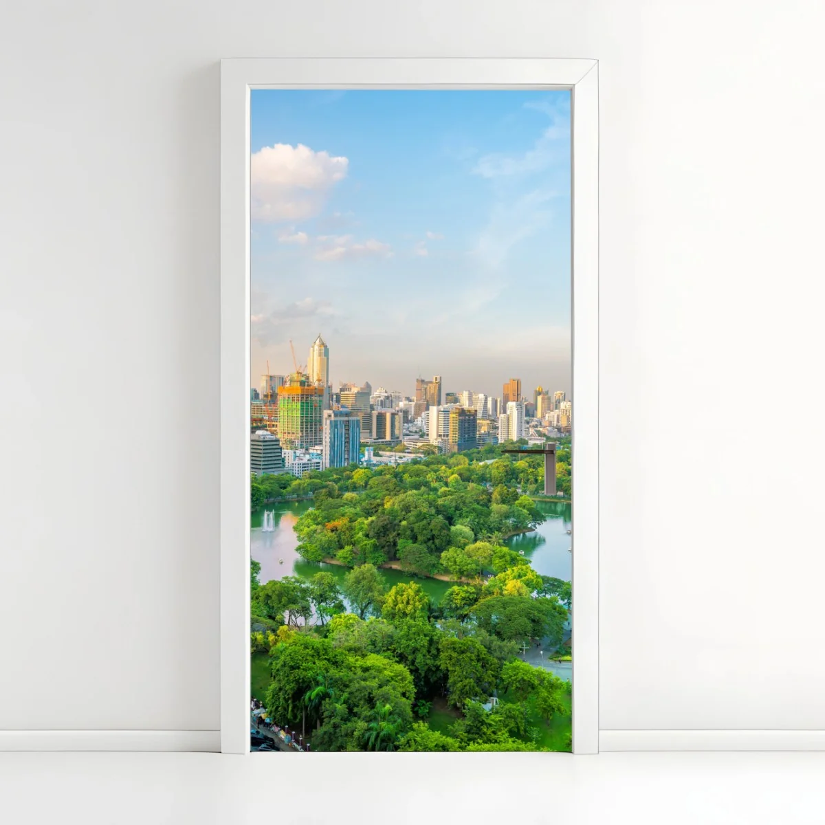 Türaufkleber Bangkok skyline über dem Lumpini Park – Wallnifity® Türaufkleber Bangkok skyline über dem Lumpini Park – Wallnifity®