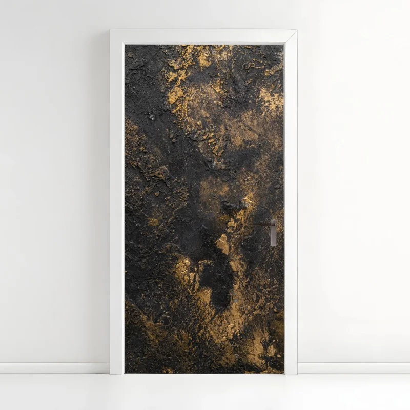 Türaufkleber schwarz-goldene strukturierte abstraktion für wände