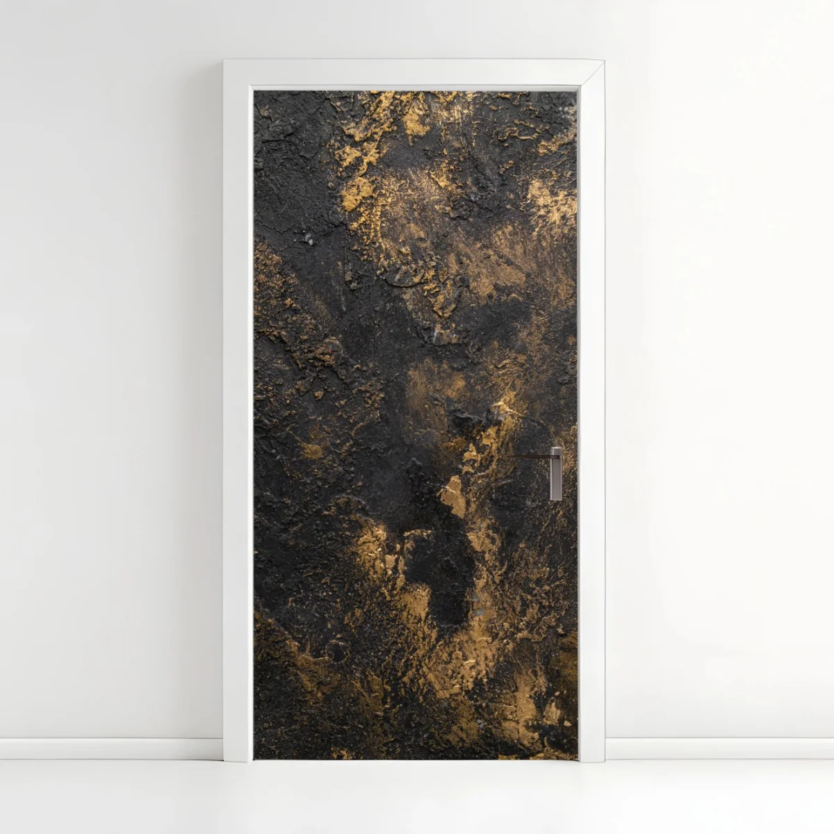 Türaufkleber schwarz-goldene strukturierte abstraktion für wände – Wallnifity®