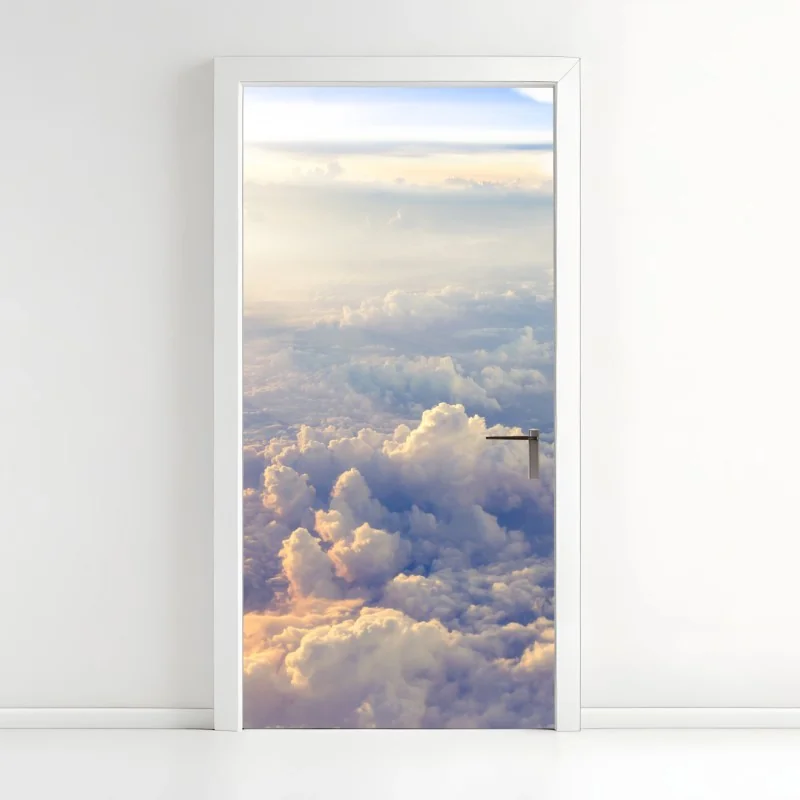 Türaufkleber sonnenbeschienene wolken über dem horizont