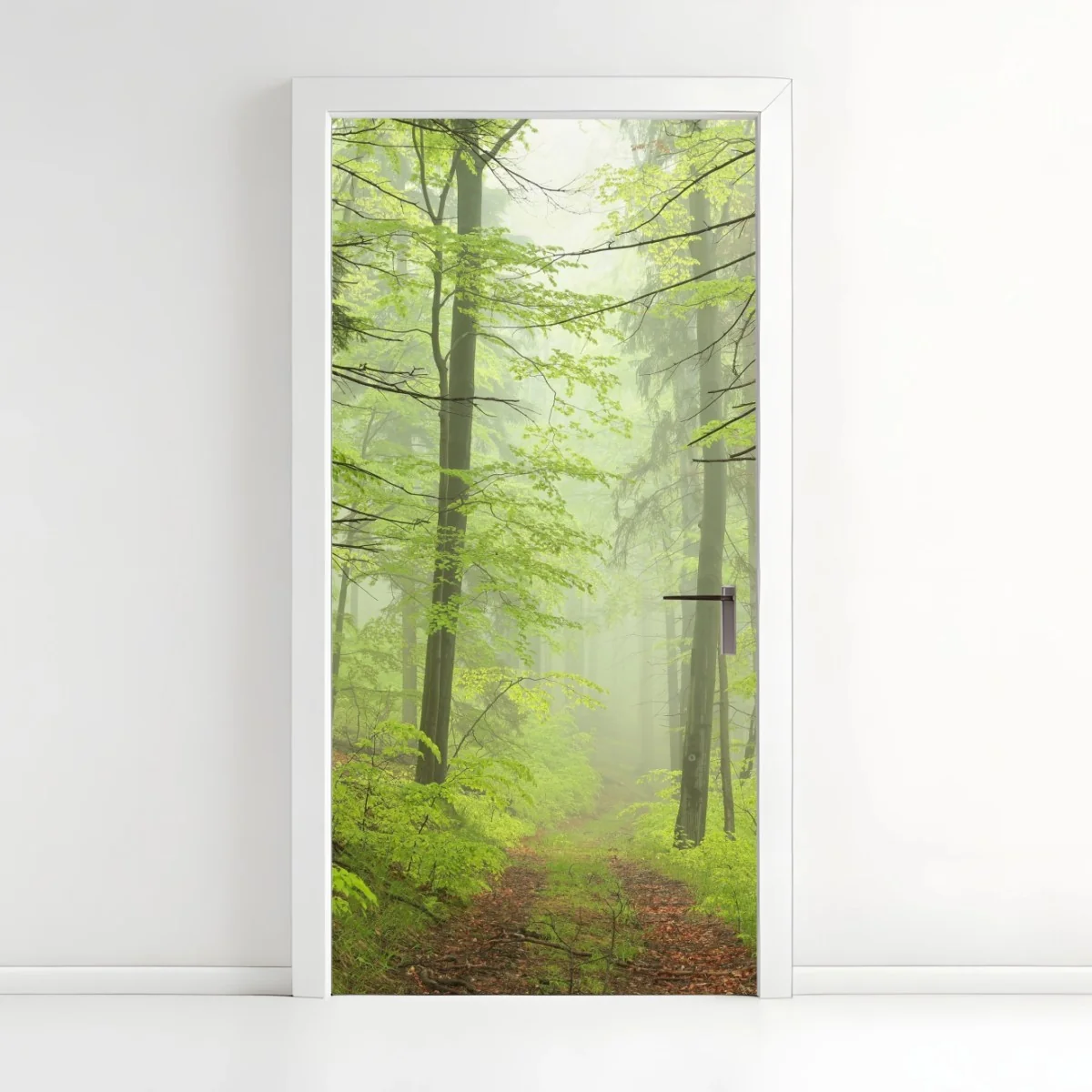 Türaufkleber nebliger grüner waldpfad – Wallnifity® Türaufkleber nebliger grüner waldpfad – Wallnifity®