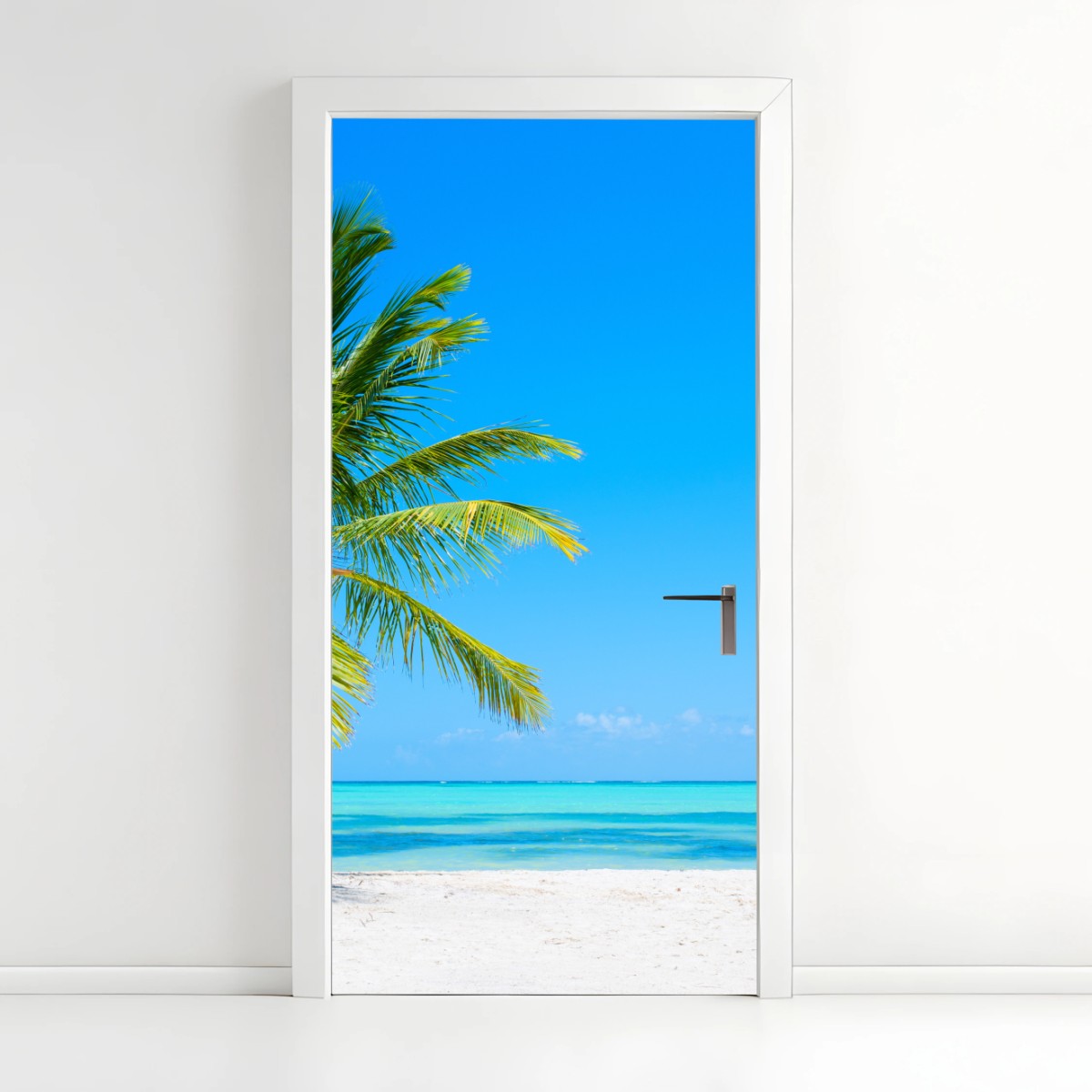 Türaufkleber tropische palme am weißen sandstrand – Wallnifity®