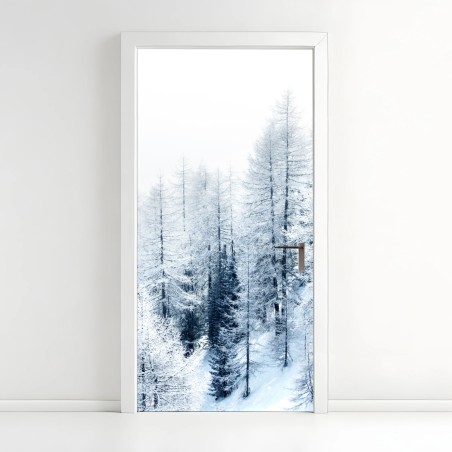 Türaufkleber winterstille: verschneiter wald – Wallnifity®