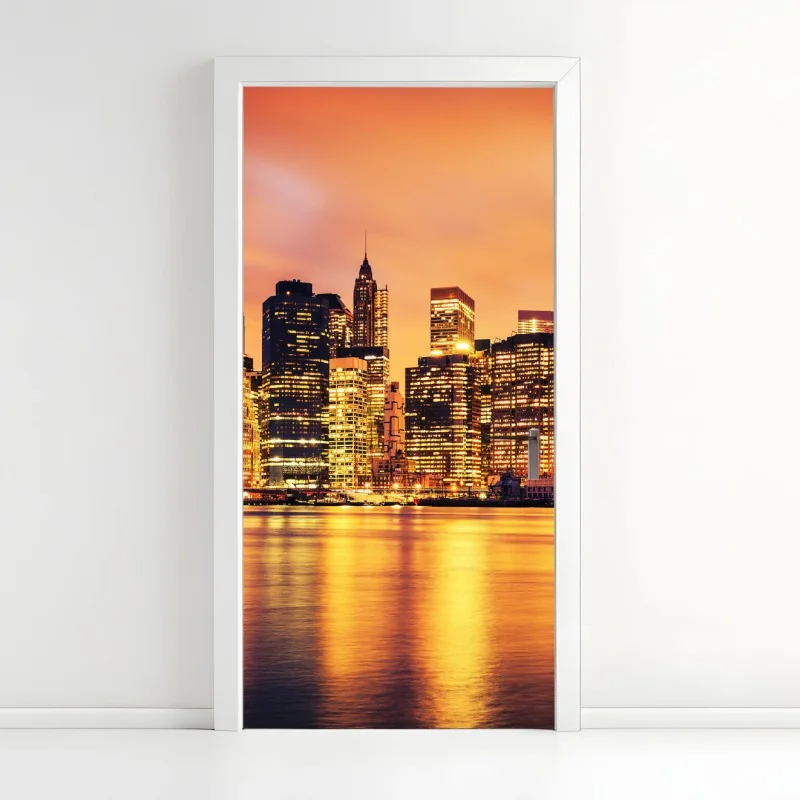 Türaufkleber New York skyline bei sonnenuntergang