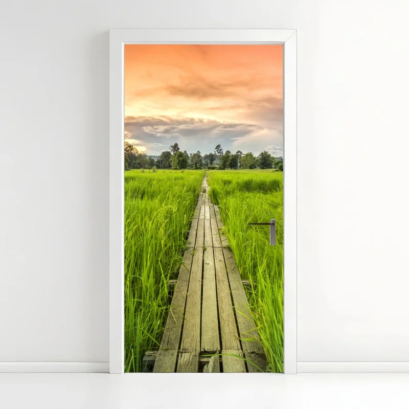 Türaufkleber feine botanische linienzeichnung mit blumen – Wallnifity®