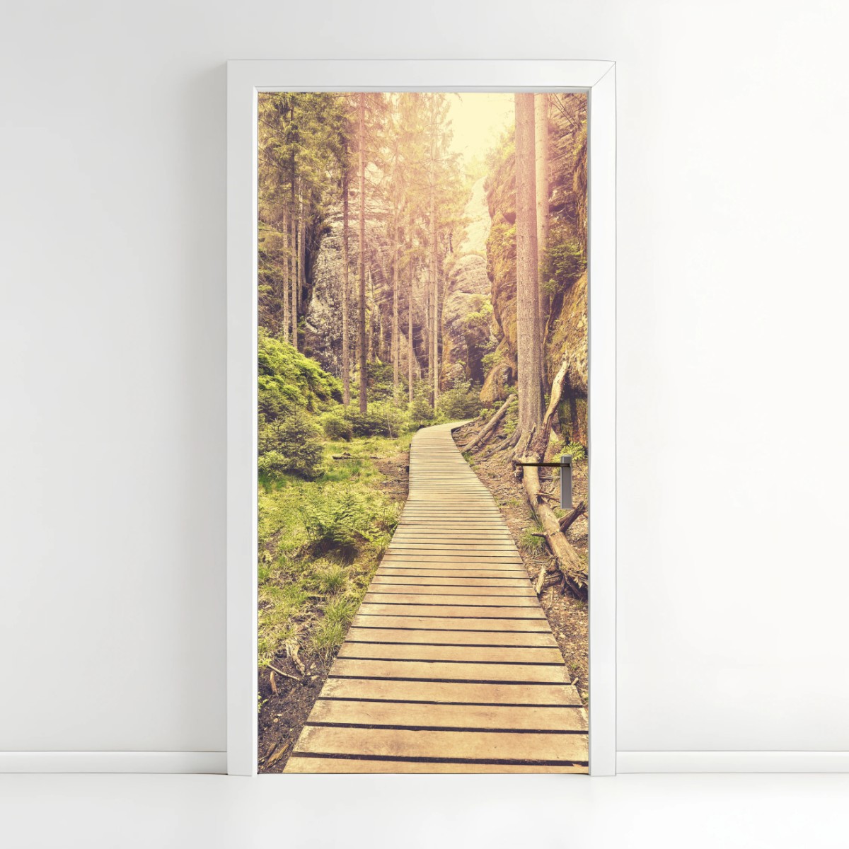 Türaufkleber sonniger holzsteg in Adrspach Teplice – Wallnifity® Türaufkleber sonniger holzsteg in Adrspach Teplice – Wallnifity®