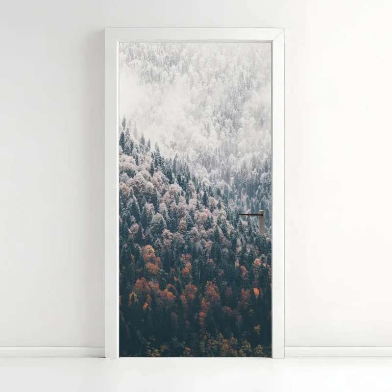 Türaufkleber sonnenuntergang über einem feldweg durch grüne wiese – Wallnifity®