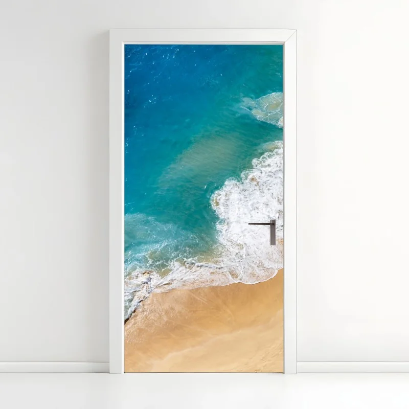 Türaufkleber luftaufnahme türkisfarbener strand