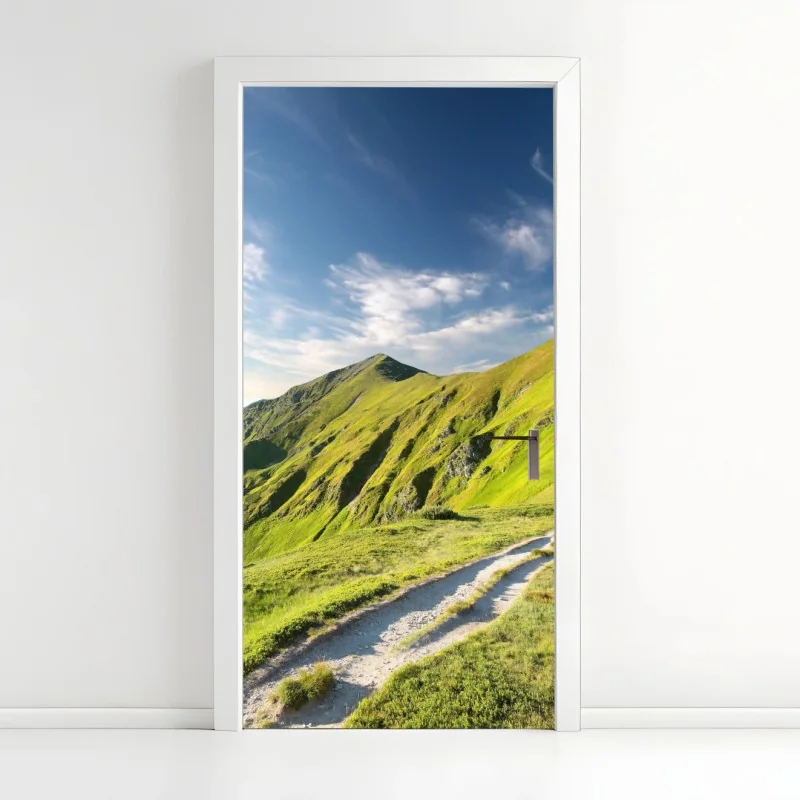 Türaufkleber sonnenbeschienener berggrat mit pfad