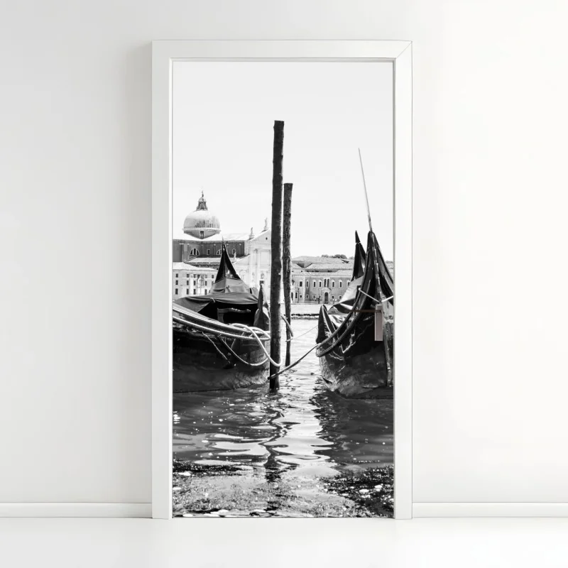 Türaufkleber vertäute gondeln in Venedig