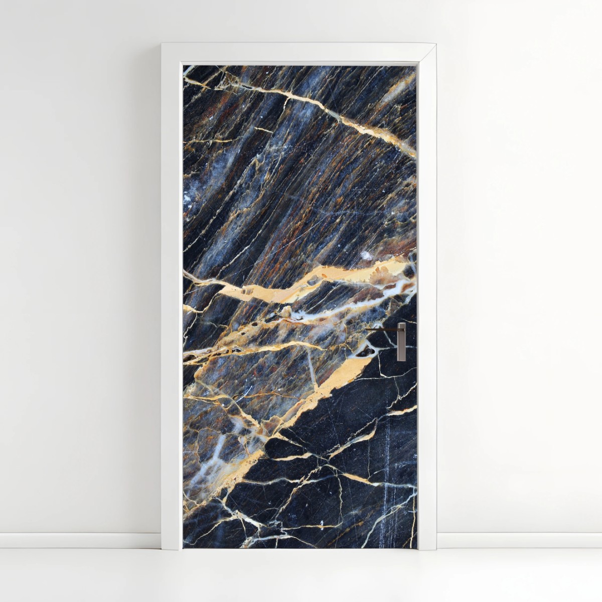 Türaufkleber dunkler marmor mit goldenen und cremefarbenen adern – Wallnifity®