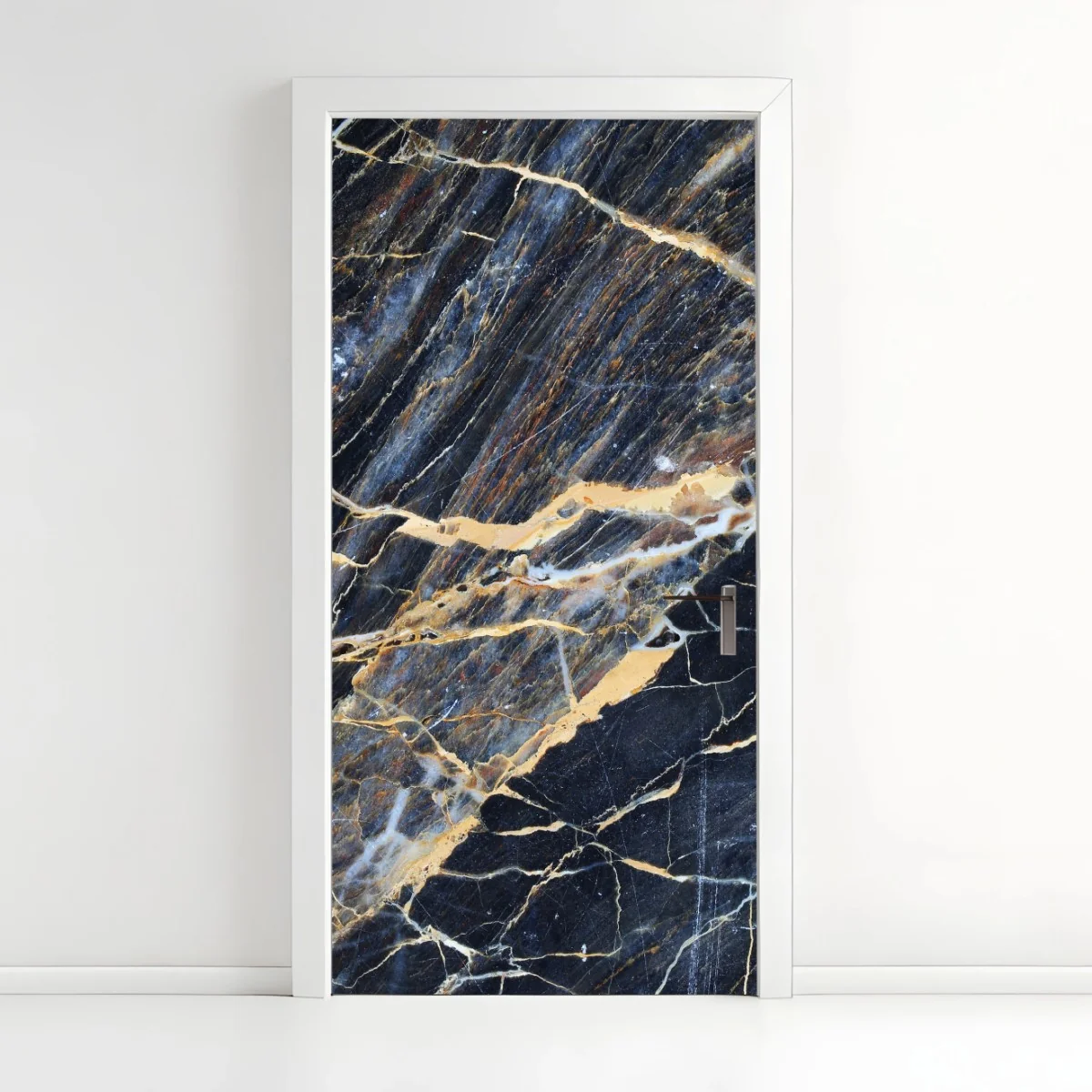 Türaufkleber dunkler marmor mit goldenen und cremefarbenen adern – Wallnifity® Türaufkleber dunkler marmor mit goldenen und cremefarbenen adern – Wallnifity®