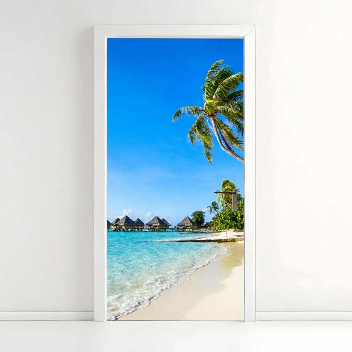 Türaufkleber tropischer türkisfarbener strand mit palmen – Wallnifity® Türaufkleber tropischer türkisfarbener strand mit palmen – Wallnifity®