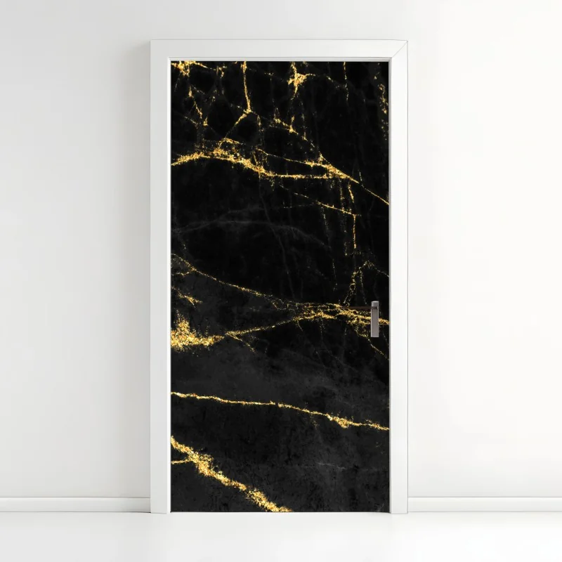 Türaufkleber schwarzer marmor mit goldenen adern