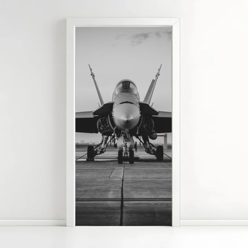 Türaufkleber kampfflugzeug auf der startbahn