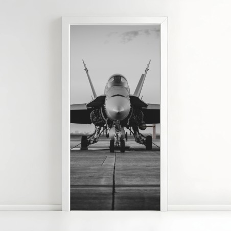 Türaufkleber kampfflugzeug auf der startbahn – Wallnifity®