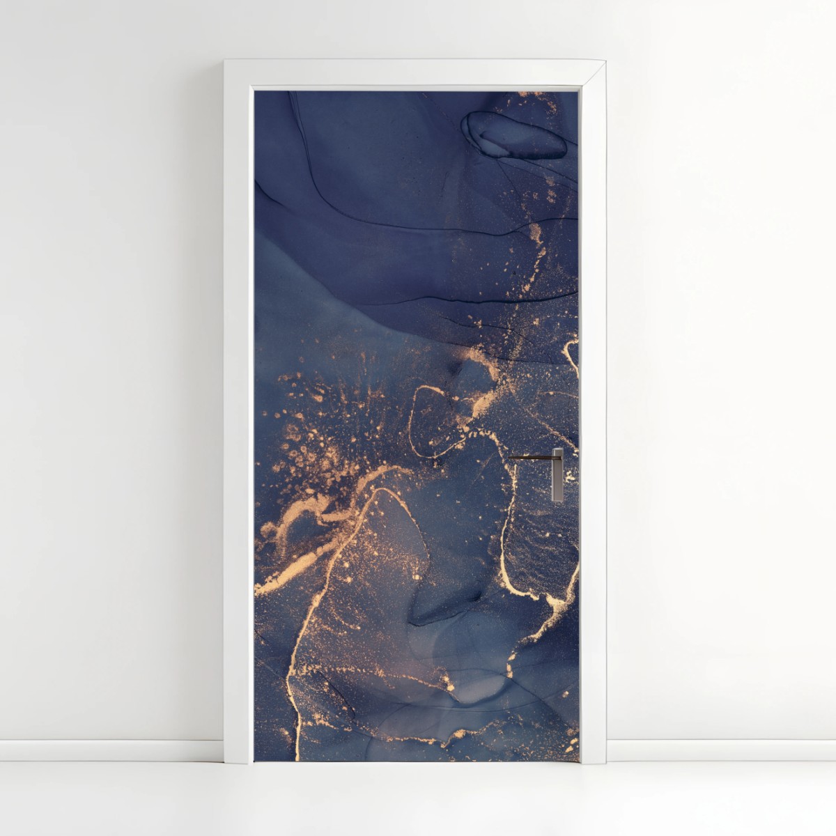 Türaufkleber dunkelblaue marmor-abstraktion mit goldenen adern – Wallnifity® Türaufkleber dunkelblaue marmor-abstraktion mit goldenen adern – Wallnifity®