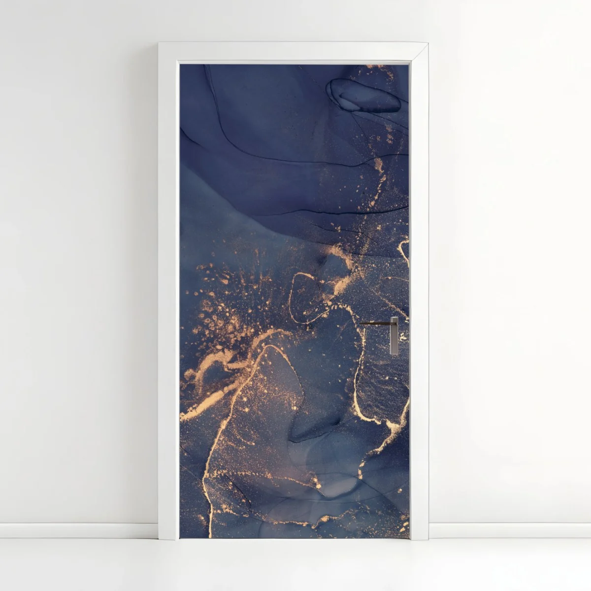 Türaufkleber dunkelblaue marmor-abstraktion mit goldenen adern – Wallnifity® Türaufkleber dunkelblaue marmor-abstraktion mit goldenen adern – Wallnifity®