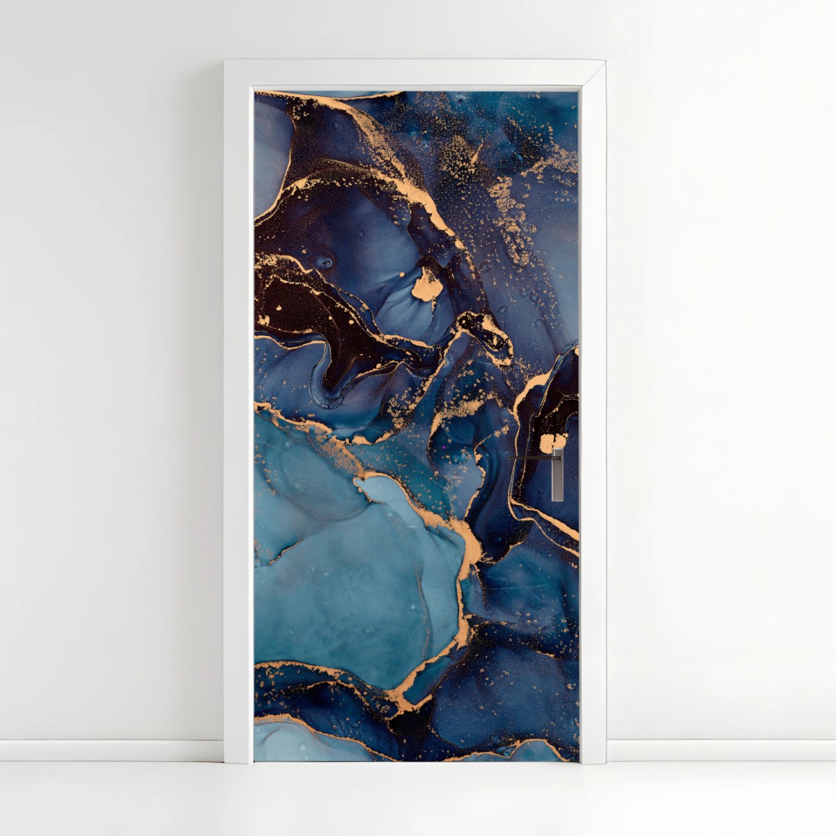 Türaufkleber tiefes ozeanblau mit goldadern – Wallnifity®