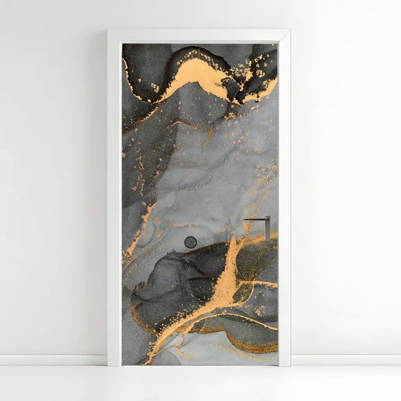 Türaufkleber rauchiger grauer marmor mit goldenen adern