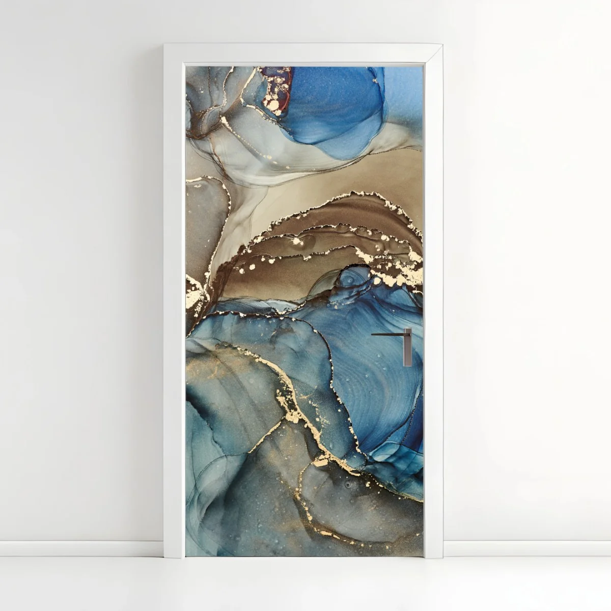 Türaufkleber blaue und goldene flüssige abstraktion – Wallnifity® Türaufkleber blaue und goldene flüssige abstraktion – Wallnifity®