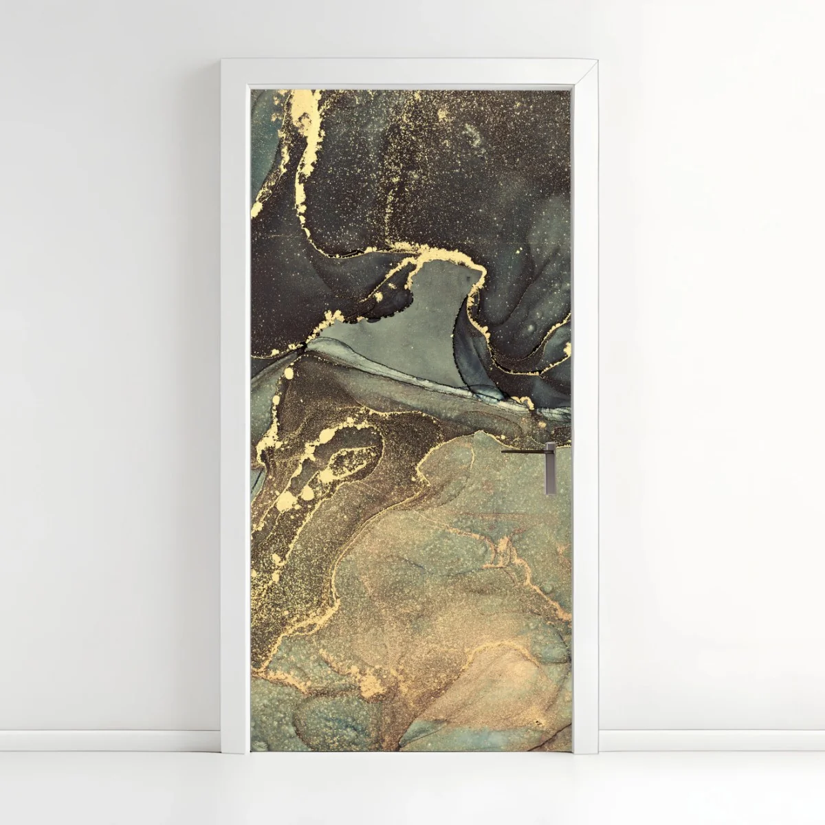 Türaufkleber türkis und gold fließende abstraktion – Wallnifity®