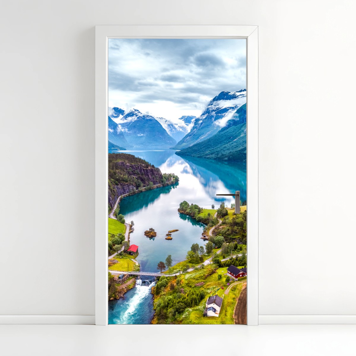 Türaufkleber Norwegen fjord aus der luft – Wallnifity®