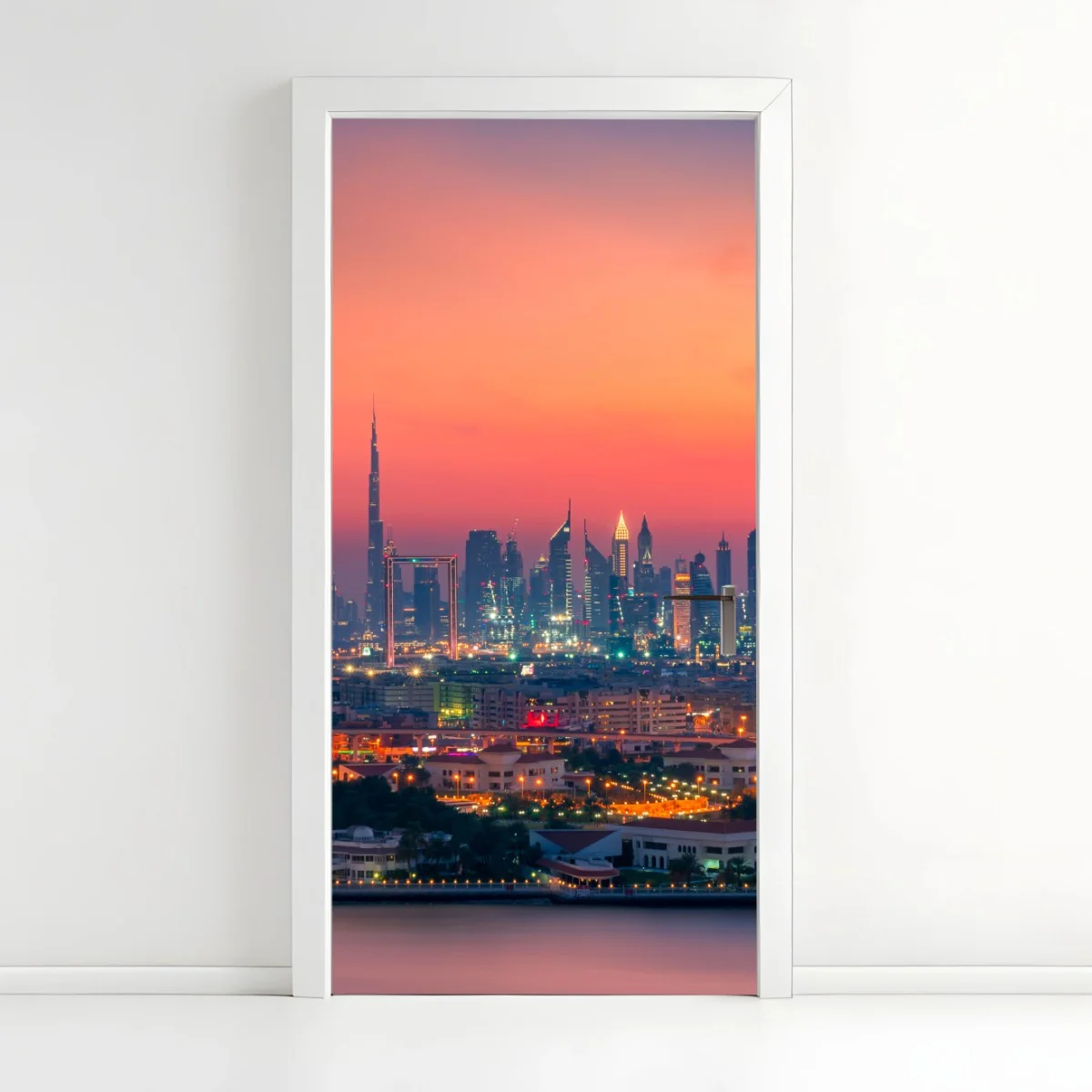 Türaufkleber Dubai skyline bei sonnenuntergang – Wallnifity® Türaufkleber Dubai skyline bei sonnenuntergang – Wallnifity®