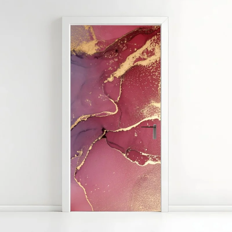 Türaufkleber leuchtendes rosa pfingstrosenmuster – Wallnifity®