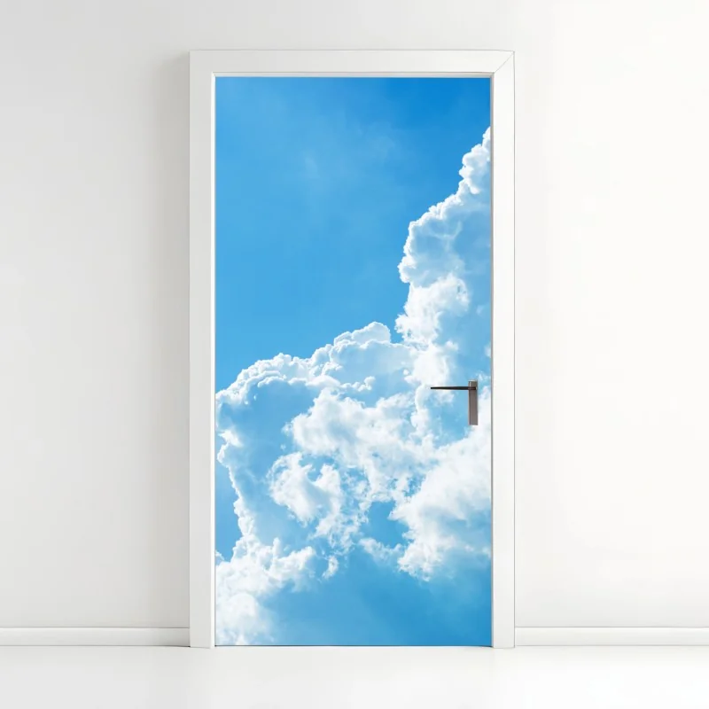 Türaufkleber sanfter blauer himmel mit fluffigen wolken