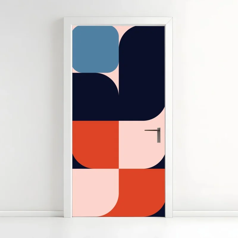 Türaufkleber kräftiges geometrisches retro-muster