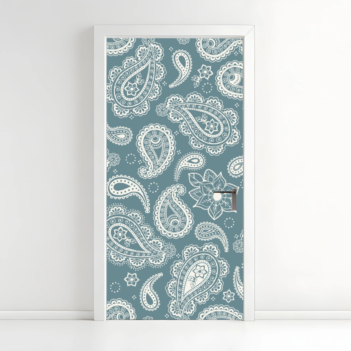 Türaufkleber türkis paisley muster mit blumendetails – Wallnifity®