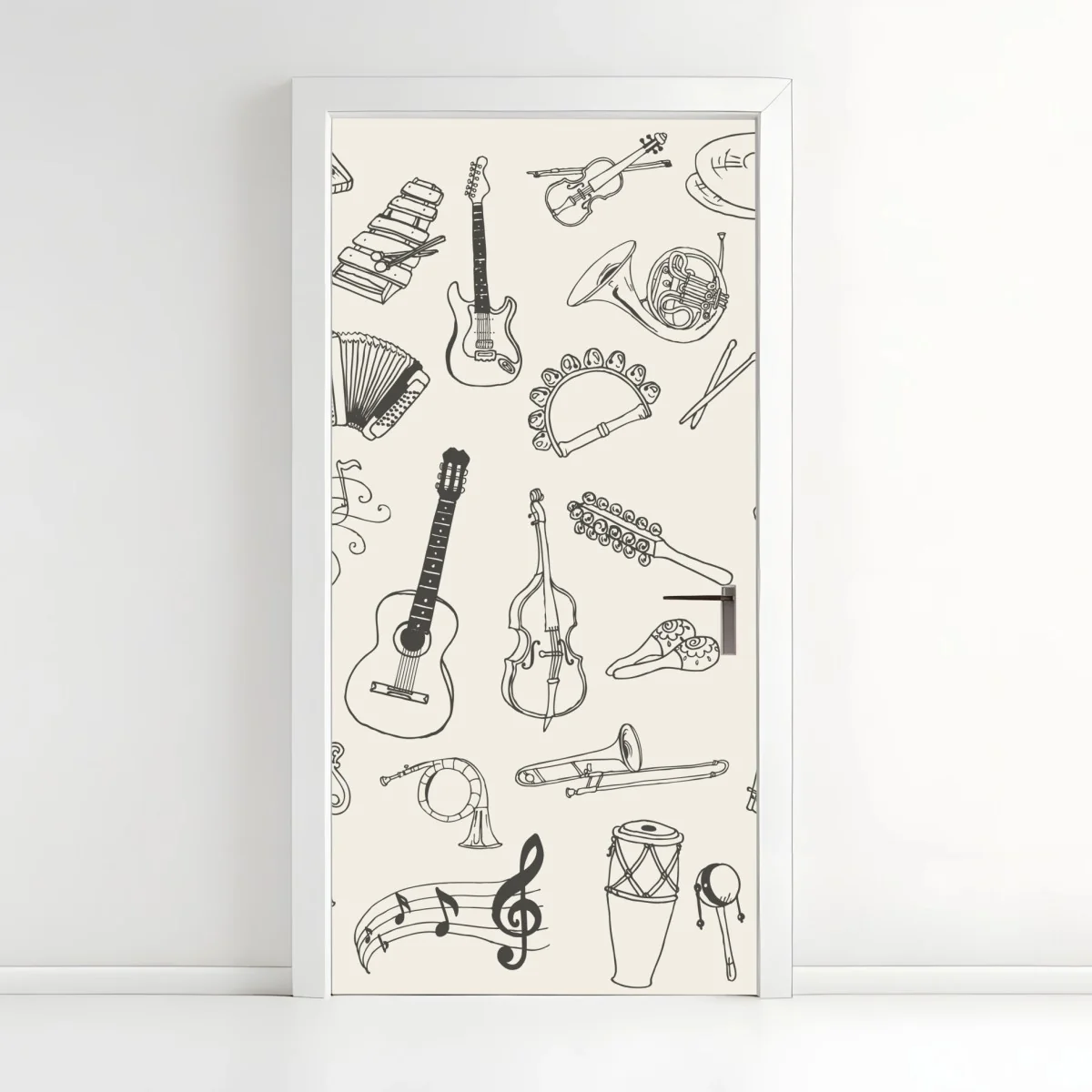 Türaufkleber handgezeichnete musikinstrumente collage – Wallnifity® Türaufkleber handgezeichnete musikinstrumente collage – Wallnifity®
