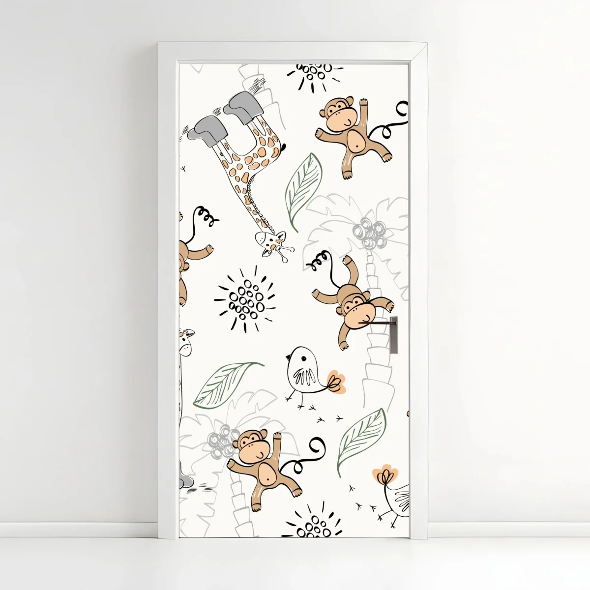 Türaufkleber niedliche dschungeltiere muster für kinderzimmer – Wallnifity®