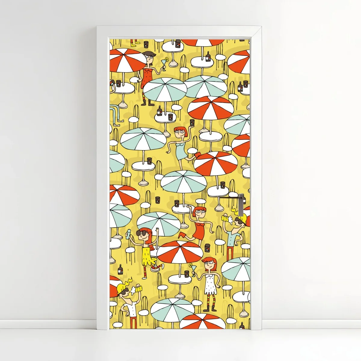 Türaufkleber sonniges strandmuster mit schirmen – Wallnifity® Türaufkleber sonniges strandmuster mit schirmen – Wallnifity®