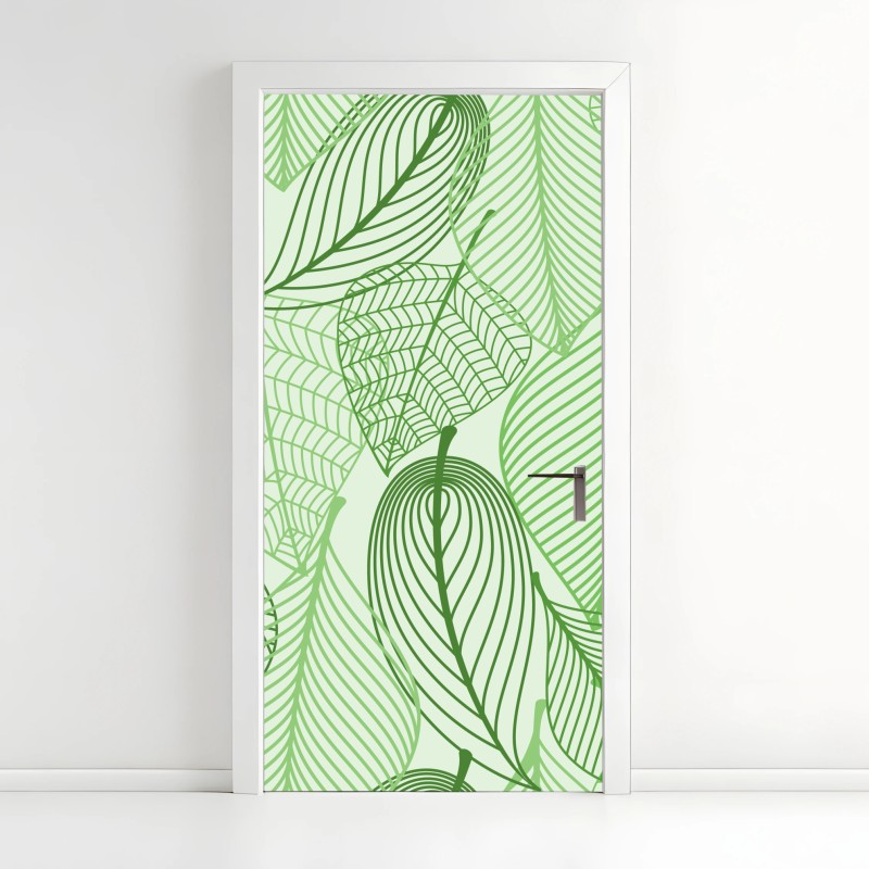 Türaufkleber grünes botanisches blättermuster