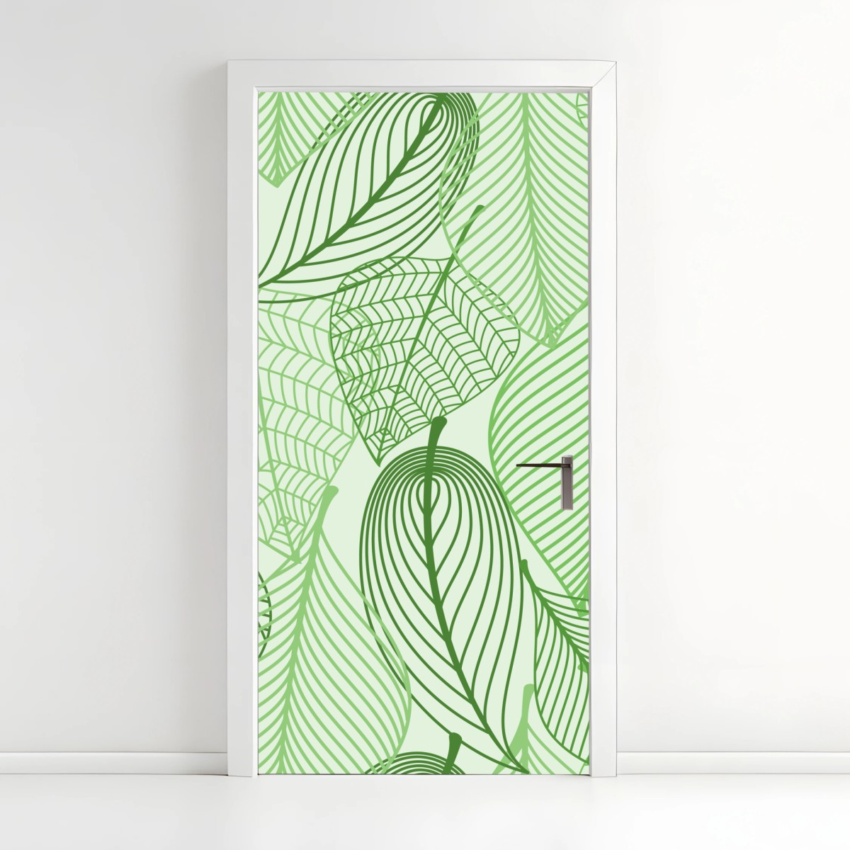 Türaufkleber grünes botanisches blättermuster – Wallnifity®