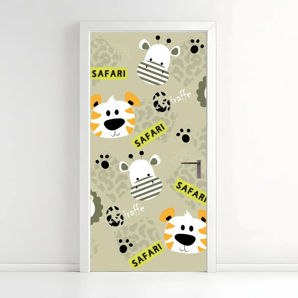 Türaufkleber süßes safari-tiermuster für kinder – Wallnifity® Türaufkleber süßes safari-tiermuster für kinder – Wallnifity®