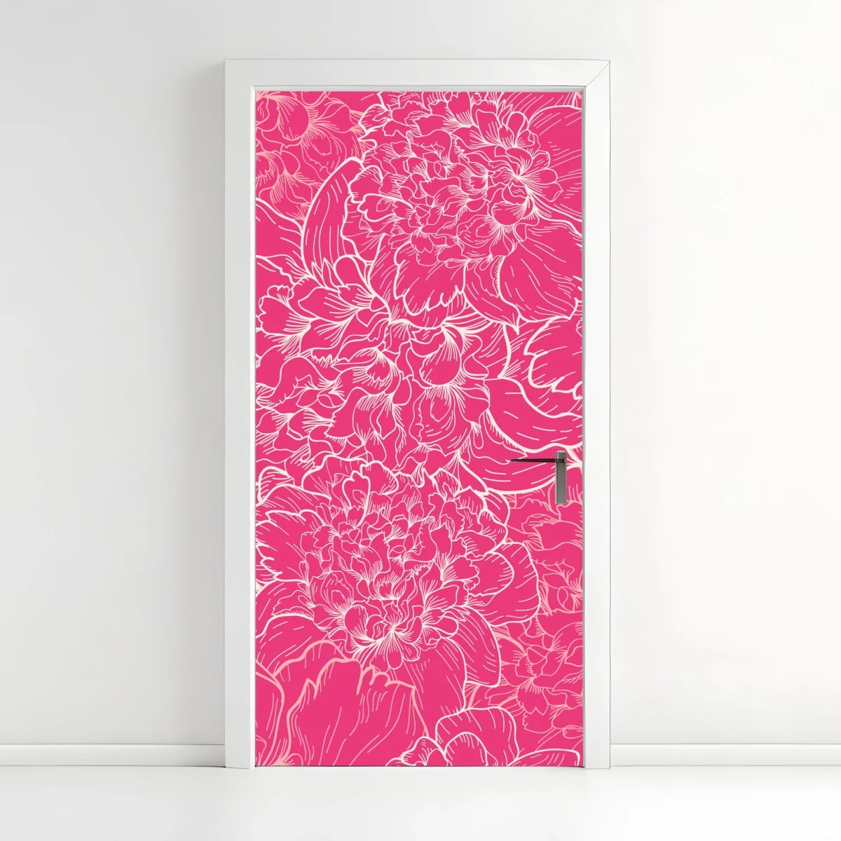 Türaufkleber leuchtendes rosa pfingstrosenmuster – Wallnifity®