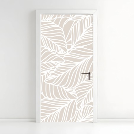 Türaufkleber beige botanisches blattmuster – Wallnifity®