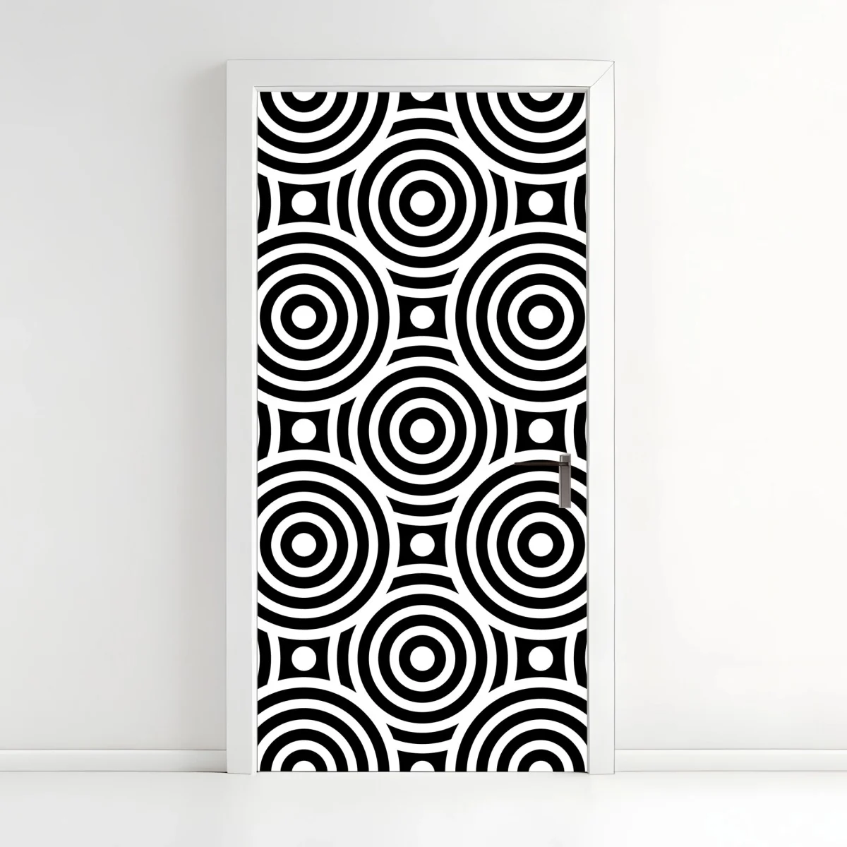 Türaufkleber schwarz-weiß muster aus konzentrischen kreisen – Wallnifity® Türaufkleber schwarz-weiß muster aus konzentrischen kreisen – Wallnifity®