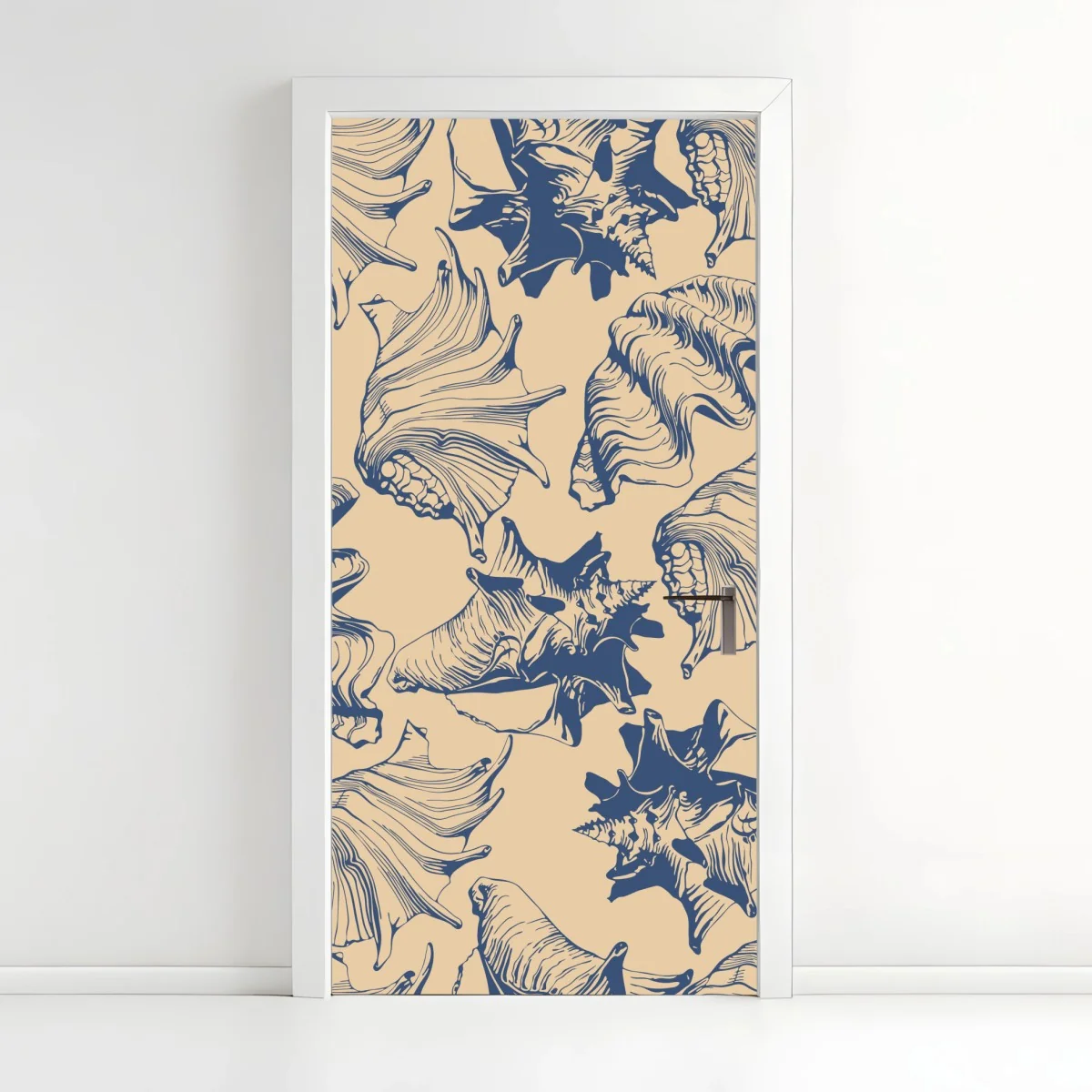 Türaufkleber muschelmuster in blau und beige – Wallnifity®