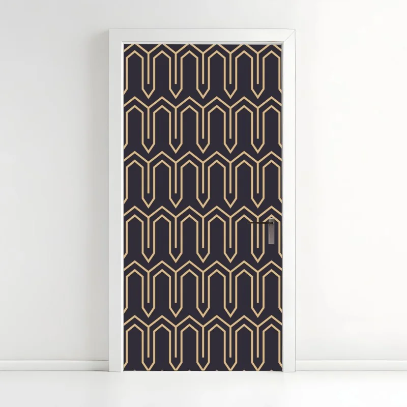 Türaufkleber art deco geometrisches muster in gold und schwarz