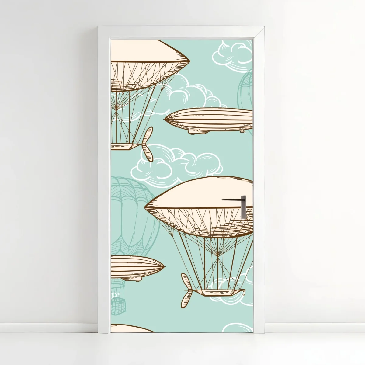 Türaufkleber vintage-motiv mit luftschiffen und ballons – Wallnifity®