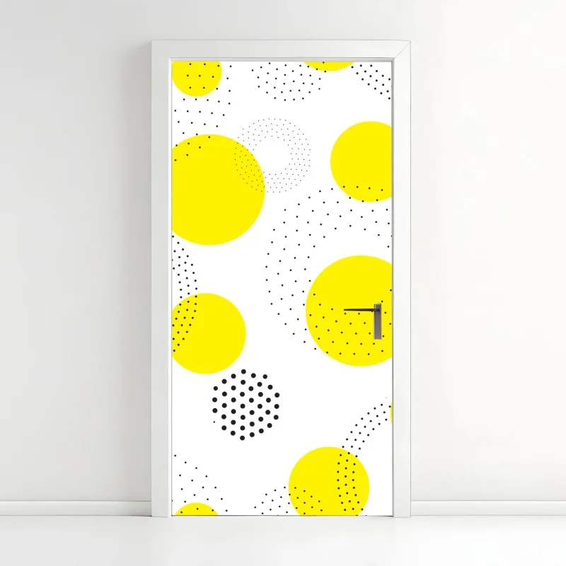 Türaufkleber leuchtendes gelbes punktemuster für kinderzimmer