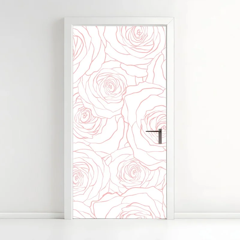 Türaufkleber zartes muster rosa rosen