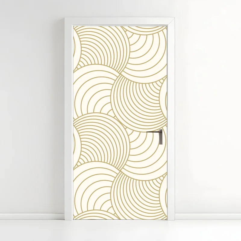 Türaufkleber goldenes art deco kreismuster