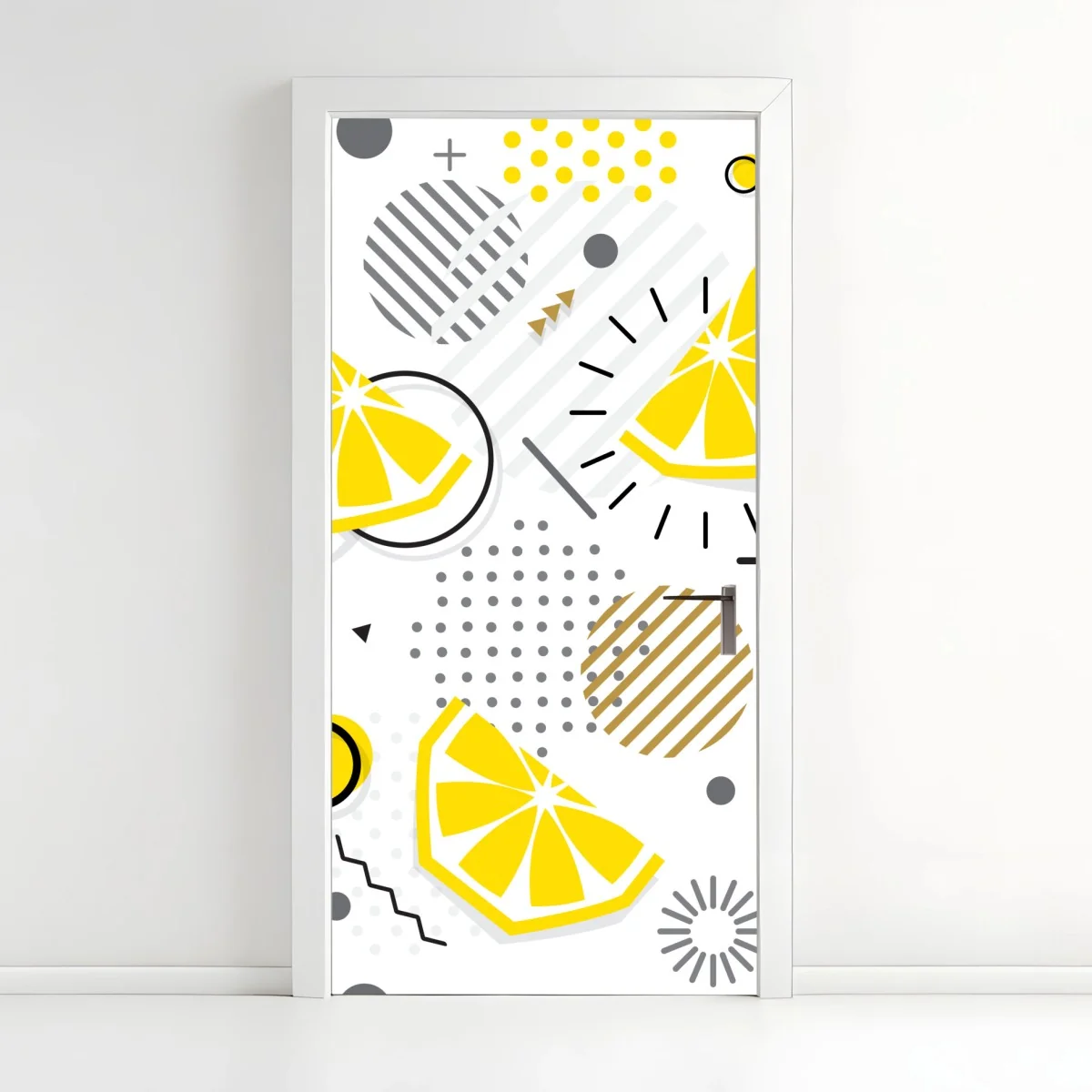 Türaufkleber leuchtendes zitrus geometrisches muster – Wallnifity®